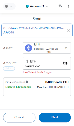 A MetaMask wallet interfacing with an EOA